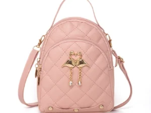 กระเป๋าเป้สะพายหลังปักลาย กระเป๋าสตรี เวอร์ชั่นเกาหลีเป้ใบเล็ก นักเรียนหญิง สายหนังปรับได้ สีชมพู