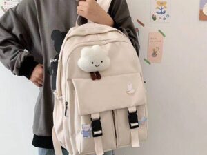 กระเป๋าเป้ Backpack girl สีครีม กระเป๋าสะพายหลัง กระเป๋าเป้ผู้หญิง เป้สะพายหลัง