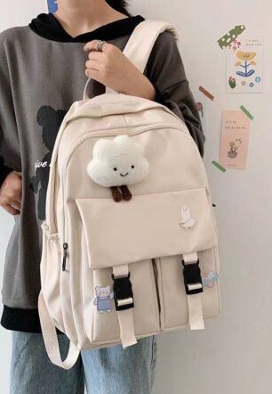 กระเป๋าเป้ Backpack girl สีครีม กระเป๋าสะพายหลัง กระเป๋าเป้ผู้หญิง เป้สะพายหลัง