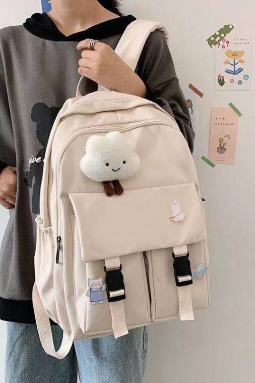 กระเป๋าเป้ Backpack girl สีครีม กระเป๋าสะพายหลัง กระเป๋าเป้ผู้หญิง เป้สะพายหลัง