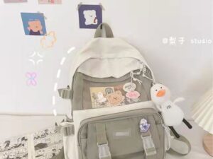 กระเป๋าเป้สะพายหลัง จุของได้เยอะ กระเป๋าเป้ผู้หญิง กระเป๋านักเรียน สีเชียว น่ารัก สดใส