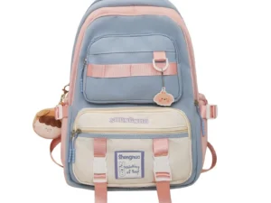 กระเป๋าเป้สะพายหลัง สีฟ้าพาสเทล สดใส กระเป๋านักเรียน ใส่โน๊ตบุ๊คได้ จุของได้เยอะ แบบเรียบง่าย สําหรับนักเรียนมัธยมปลาย มัธยมต้น นักเรียนมัธยมต้น