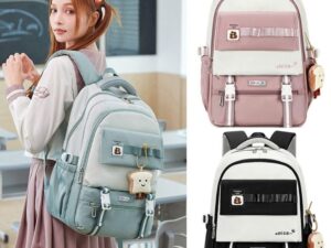 กระเป๋าเป้สะพายหลัง,กันน้ําพร้อมจี้กระเป๋านักเรียน,ระบายอากาศความจุขนาดใหญ่น้ําหนักเบา คละสี 3/ชิ้น ลดราคาพิเศษ