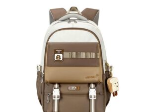 กระเป๋าเป้สะพายหลัง,กันน้ําพร้อมจี้กระเป๋านักเรียน,ระบายอากาศความจุขนาดใหญ่น้ําหนักเบา กระเป๋านักเรียน สีน้ำตาล