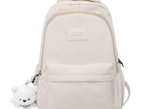 กระเป๋าเป้สะพายหลังนักเรียน สีครีม บาเบเก้ กระเป๋าเป้สะพายหลังคอมพิวเตอร์ความจุขนาดใหญ่กันน้ําทนต่อการสึกหรอน้ําหนักเบา พร้อมตุ๊กตาผ้ากํามะหยี่