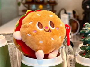 พวงกุญแจการ์ตูนน่ารักตุ๊กตาแฮมเบอร์เกอร์ จี้กระเป๋าเป้