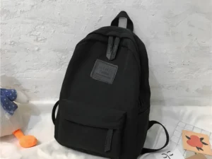 สีดำคลาสสิกกระเป๋าเป้สะพายหลังผู้หญิงเกาหลี พักผ่อน โรงเรียน เดินทาง กระเป๋าเป้สะพายหลัง