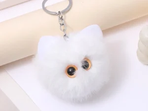 พวงกุญแจการ์ตูนน่ารักตุ๊กตาขนฟู สีขาว จี้กระเป๋าเป้