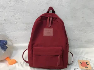 สีแดงคลาสสิกกระเป๋าเป้สะพายหลังผู้หญิงเกาหลี พักผ่อน โรงเรียน เดินทาง กระเป๋าเป้สะพายหลัง